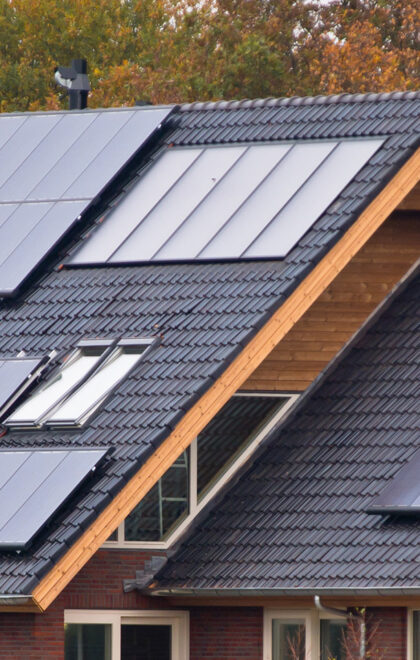 Photovoltaic Solar Panels on Newly Built Modern House